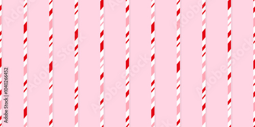 Candy cane Christmas background, peppermint diagonal stripes print seamless pattern