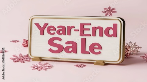 Festive year-end sale sign against a pink background, perfect for promoting discounts during holiday shopping.