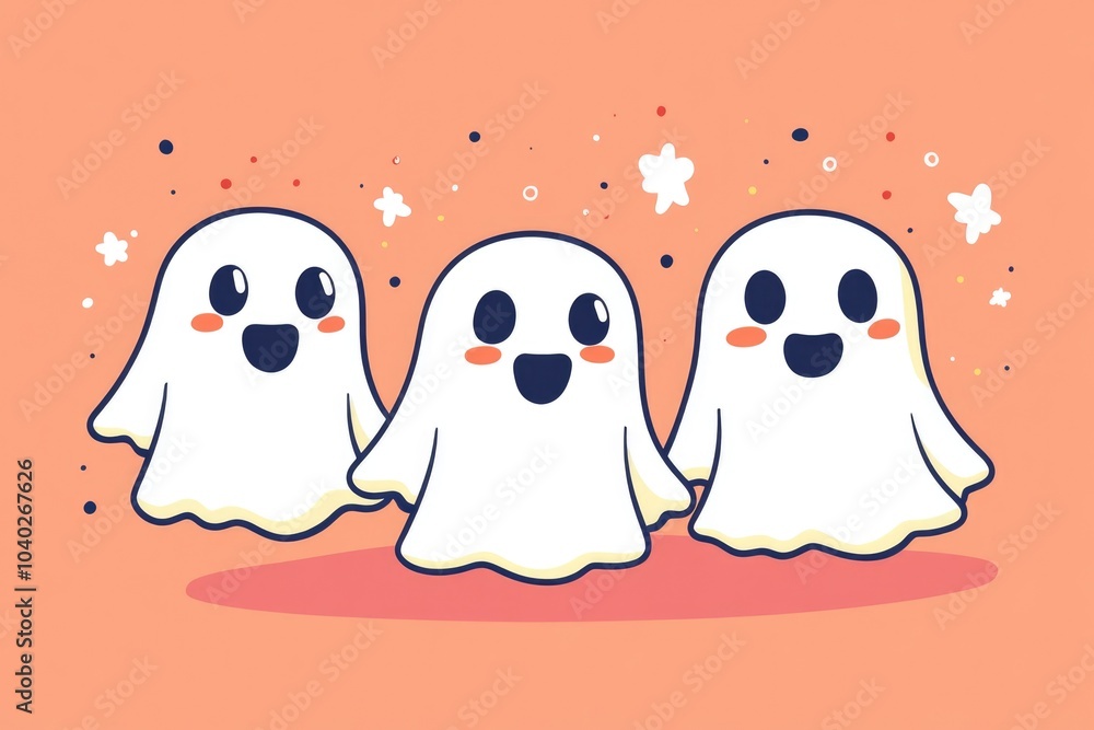 Three ghostly figures stand side by side, mysterious and eerie Three ghostly figures stand side by side, mysterious and eerie