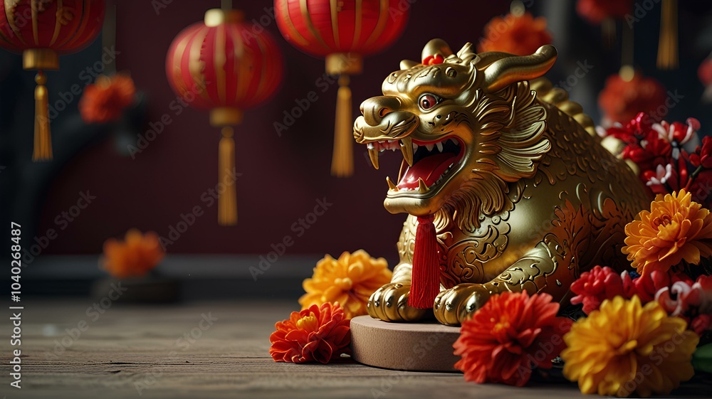 Obraz premium picture concept of chinese asian new year, traditional decorations customs food carnival.