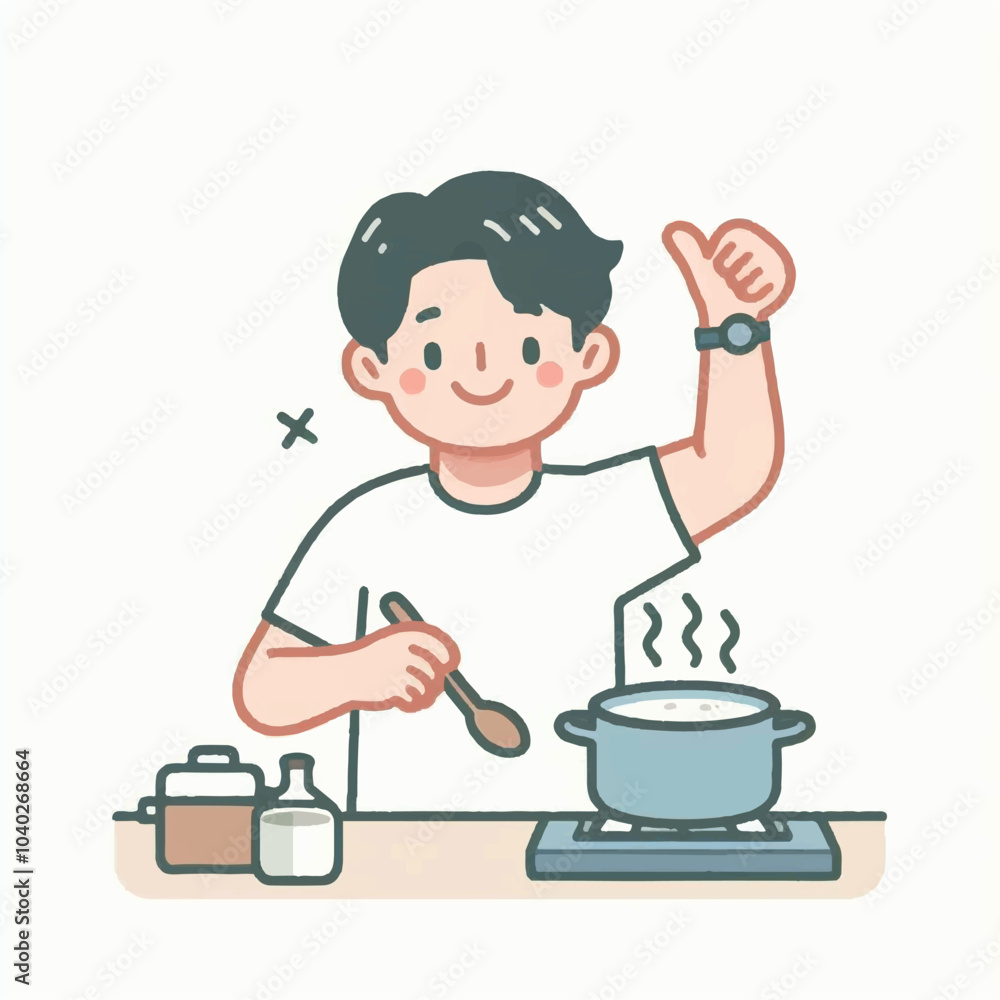 Vector of a man Cooking with Passion in the Kitchen Vector of a man Cooking with Passion in the Kitchen