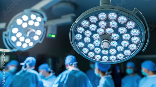 Surgical operation in a modern operating room with medical staff
