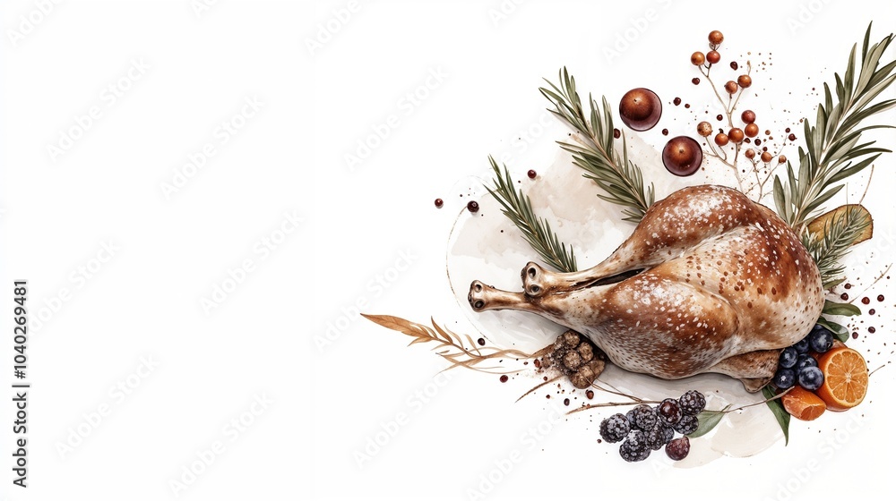 Roasted goose for Christmas celebration beautifully arranged on card with copy space Roasted goose for Christmas celebration beautifully arranged on card with copy space