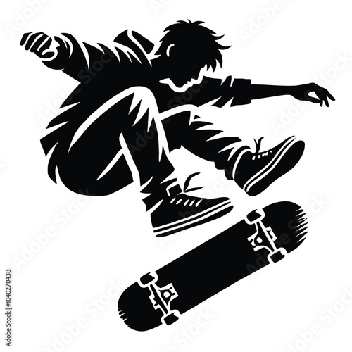 Skateboarder Jumping,