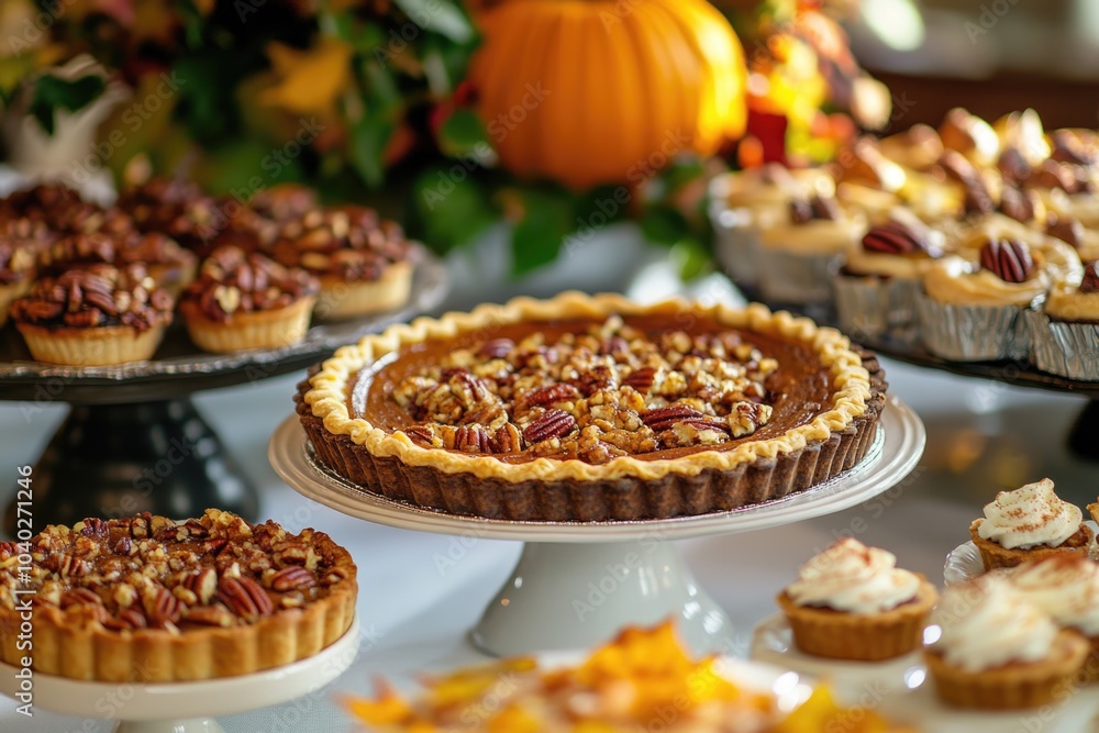 A variety of sweet and savory pies on a table, ideal for food styling or as a prop in your next creative project A variety of sweet and savory pies on a table, ideal for food styling or as a prop in your next creative project
