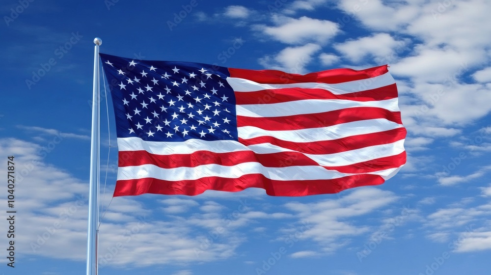 A giant US flag waving in the wind A giant US flag waving in the wind