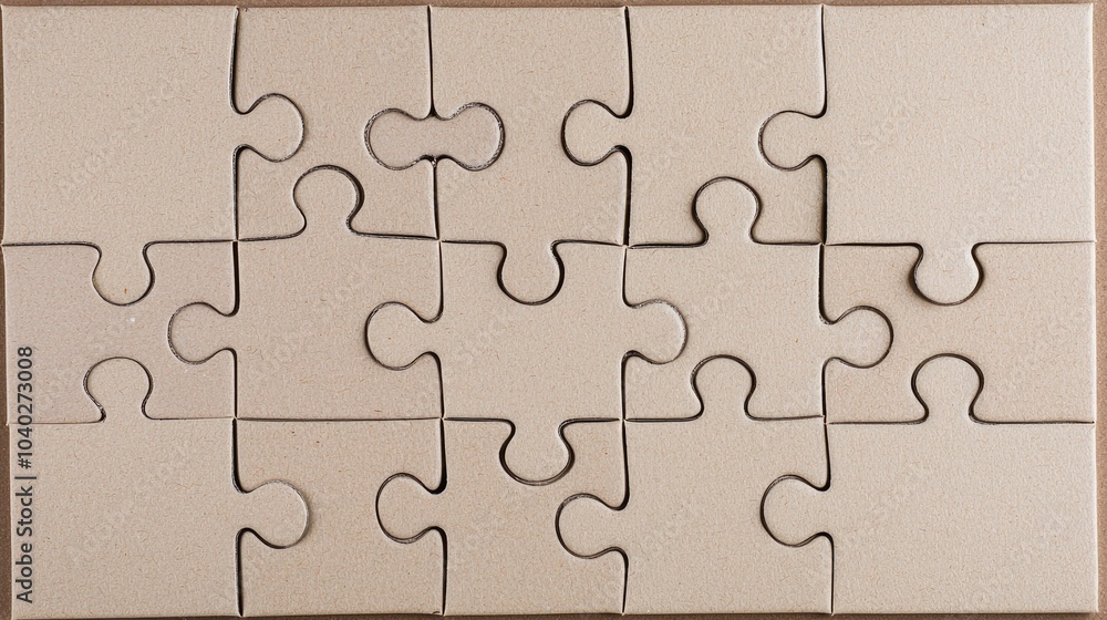 Unfinished puzzle pieces arranged on a flat surface Unfinished puzzle pieces arranged on a flat surface