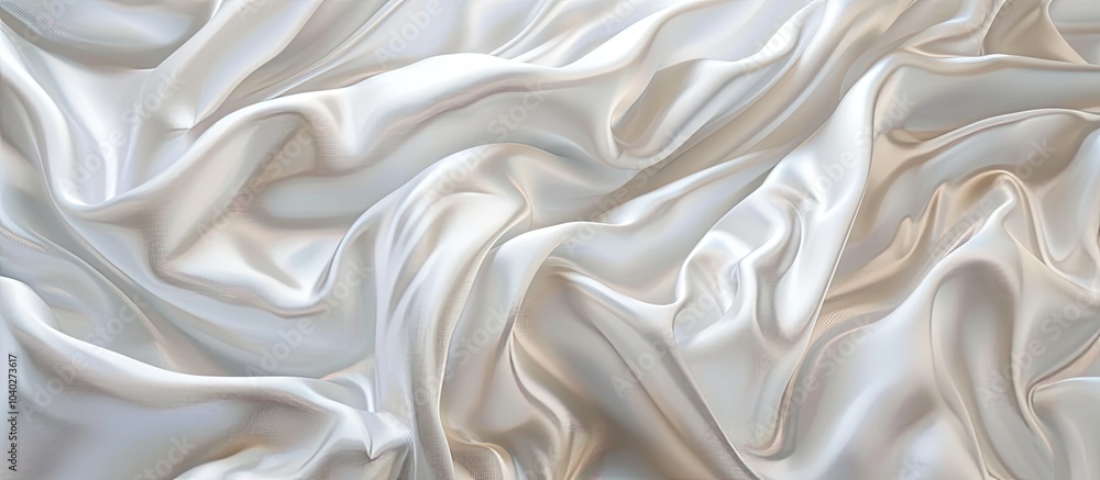 Elegant white silk fabric shines highlighted by pleated horizons perfect for lanterns or textures with a soft elegant drape for copy space image Elegant white silk fabric shines highlighted by pleated horizons perfect for lanterns or textures with a soft elegant drape for copy space image