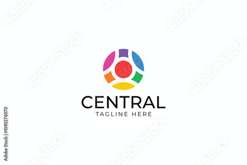 Central Logo Abstract Circle Shape Colorful Business Company Internet Connection Modern Technology
