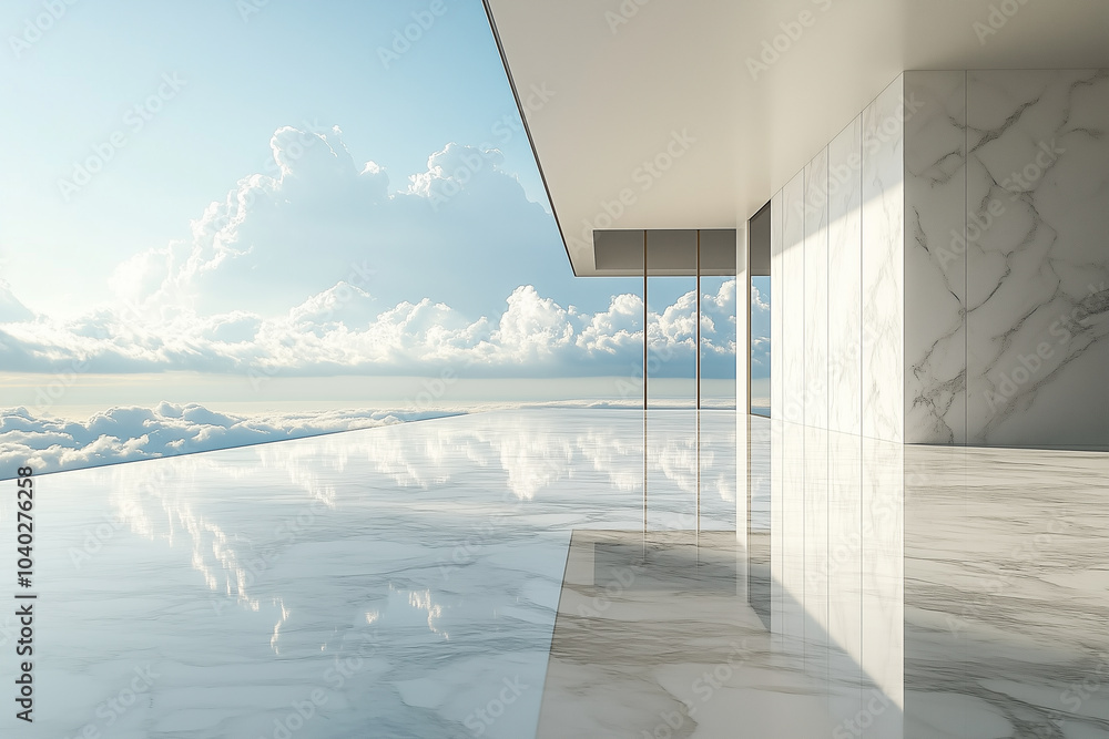 Obraz premium Modern building glass windows and marble floor