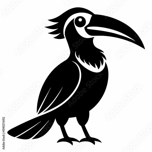 Hornbil bird icon silhouette vector illustration on white background photo