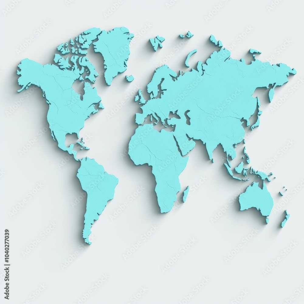 A stylized map of the world in light blue color.