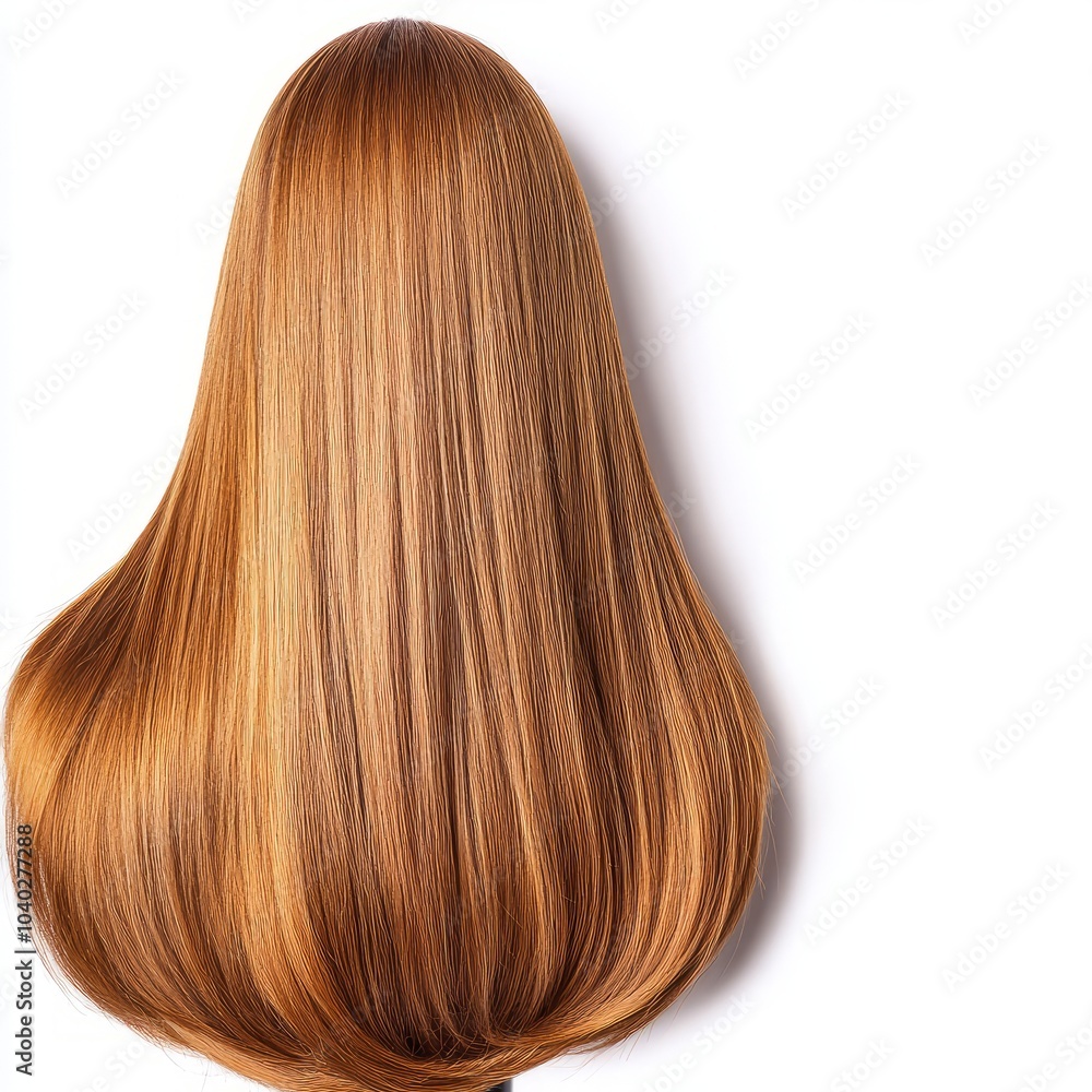 A smooth, shiny hairstyle with long, flowing auburn hair. A smooth, shiny hairstyle with long, flowing auburn hair.