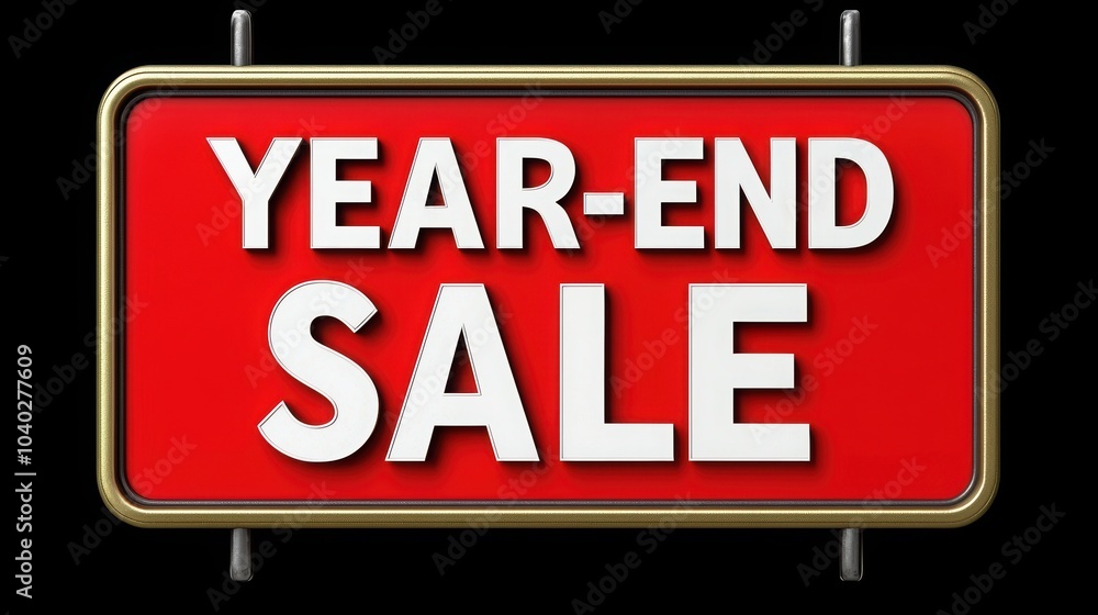 Fototapeta premium Vibrant year-end sale sign showcasing promotional discounts for the holiday shopping season.