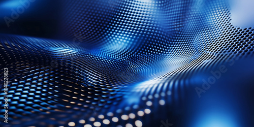 Sleek metallic background with smooth surfaces and cool-toned lighting, subtly illuminated by blue light, ideal for showcasing electronic technology products in a modern aesthetic.