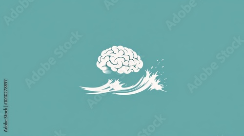 A brain is floating on top of a wave photo