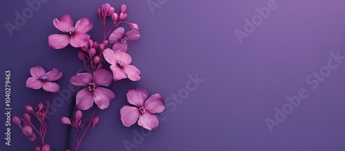 Lovely spring flowers against a purple backdrop perfect for a copy space image