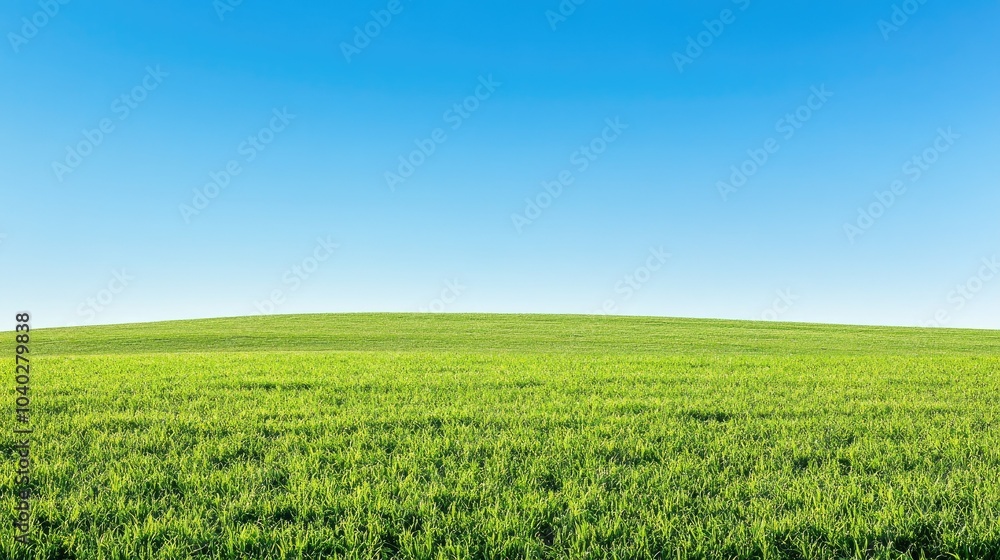Lush green meadow under clear blue sky Lush green meadow under clear blue sky