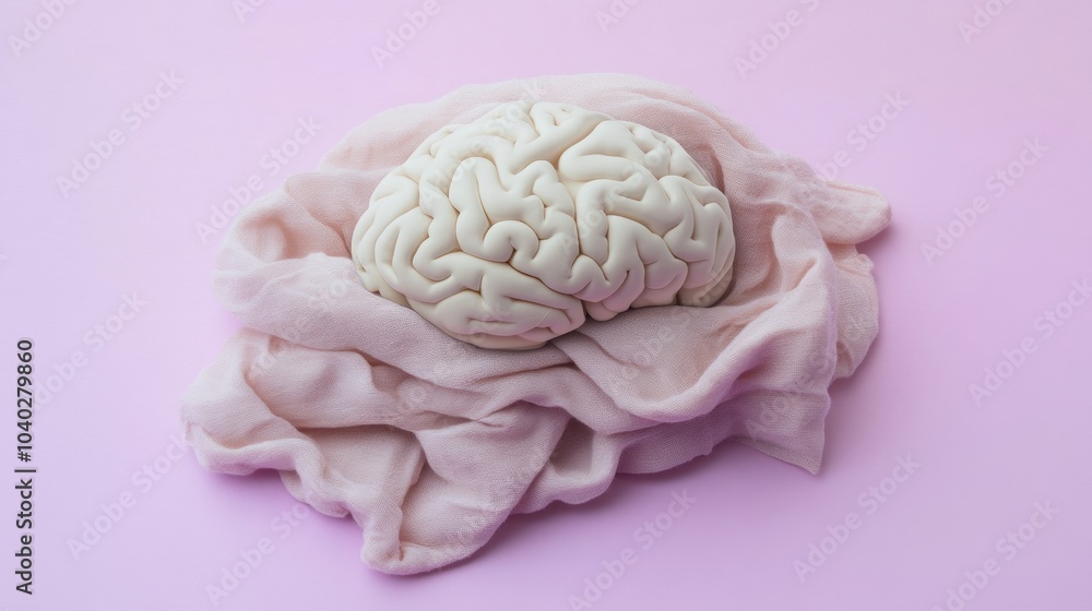 A brain is on top of a pink blanket A brain is on top of a pink blanket