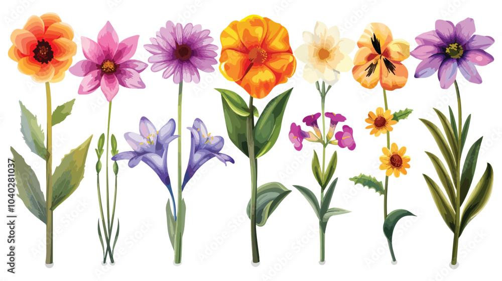 Set of spring colorful flowers Set of spring colorful flowers