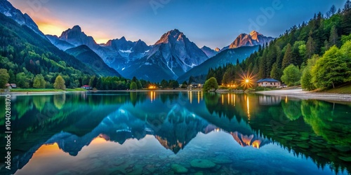 Stunning Landscape of Lake Jasna in Kranjska Gora with Razor and Skrlatica Reflections - Serene Nature Photography photo