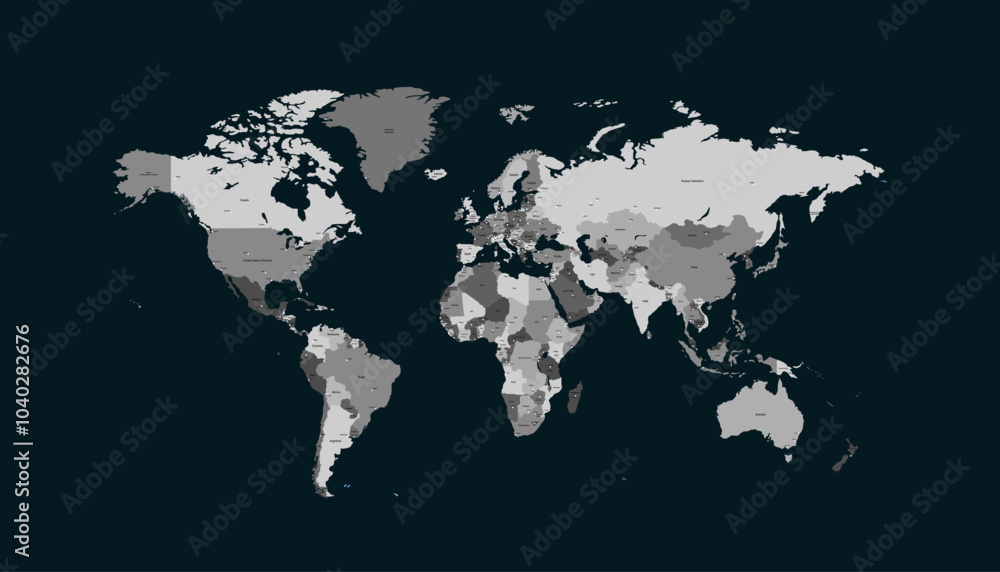 Naklejka premium World map. Modern color vector map. Silhouette map