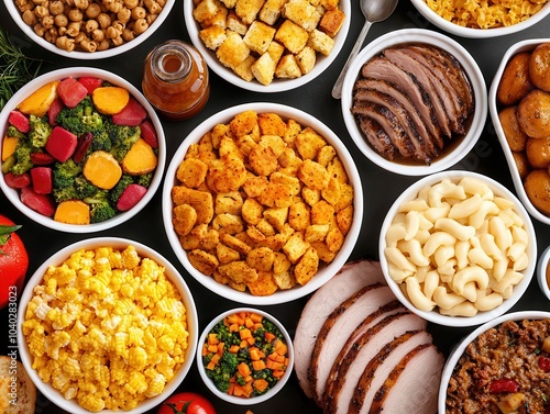 Variety of Dishes on a Table for a Feast.