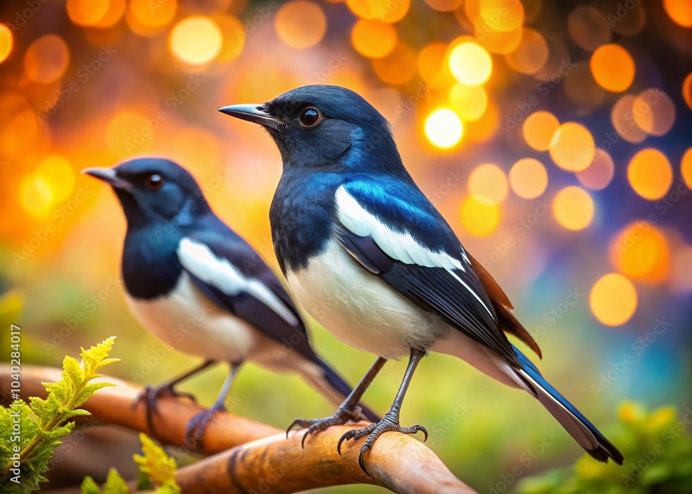 Stunning Magpie-Robins in Bokeh Effect - Wildlife Photography 4K HD Wallpaper Stunning Magpie-Robins in Bokeh Effect - Wildlife Photography 4K HD Wallpaper
