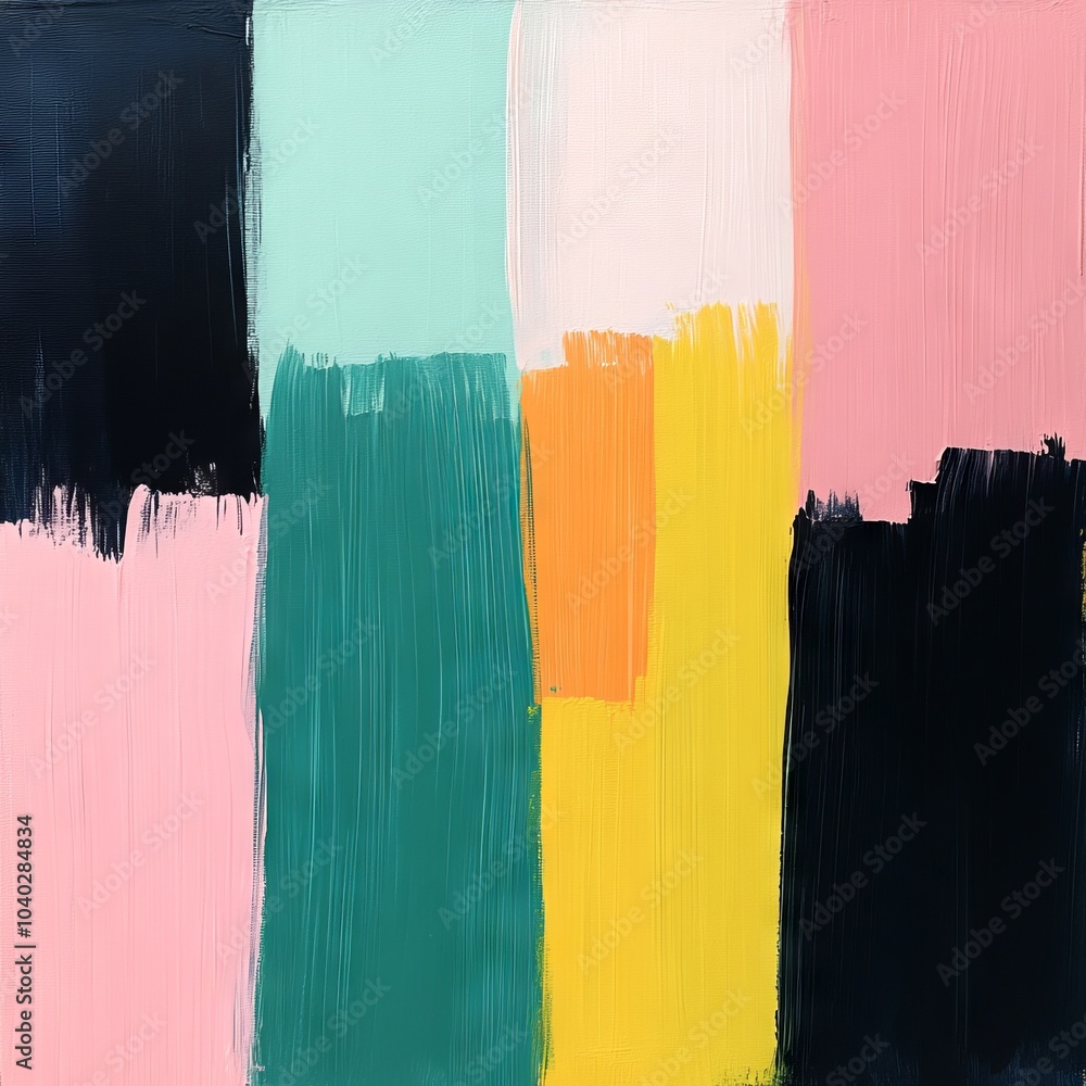 Naklejka premium Abstract painting with bold colors and geometric shapes.