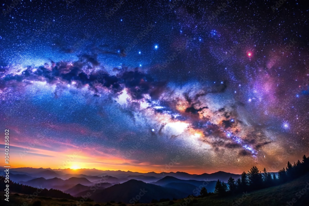 Naklejka premium Stunning Night Sky Overlays with Falling Stars and Milky Way for Creative Photo Edits