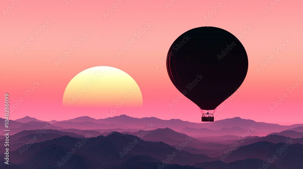 Breathtaking Sunset Views with a Hot Air Balloon Over Majestic Mountains Breathtaking Sunset Views with a Hot Air Balloon Over Majestic Mountains