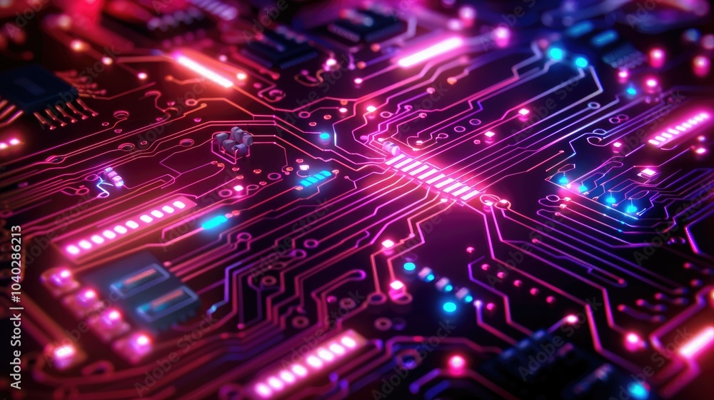High-tech neon circuit board design High-tech neon circuit board design
