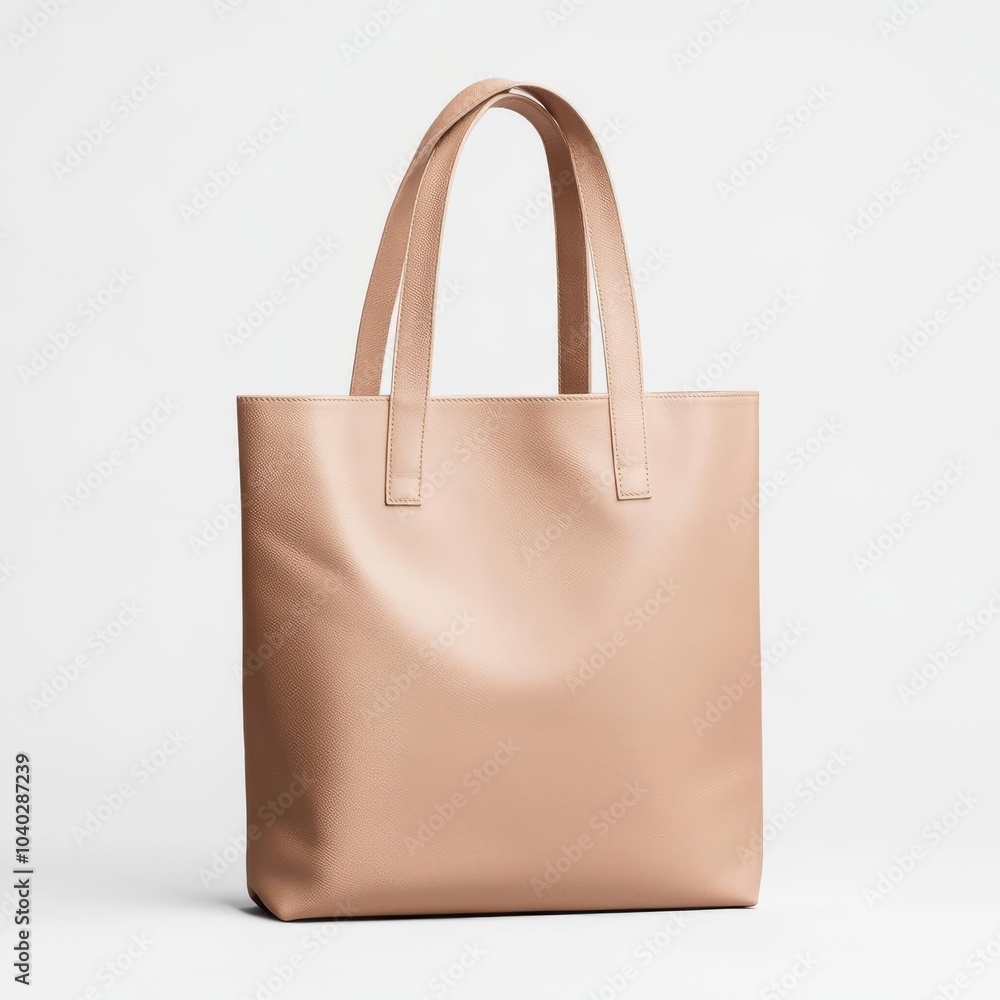 Blank leather tote bag mockup on plain white background, smooth leather texture, perfect for branding or design placement Blank leather tote bag mockup on plain white background, smooth leather texture, perfect for branding or design placement
