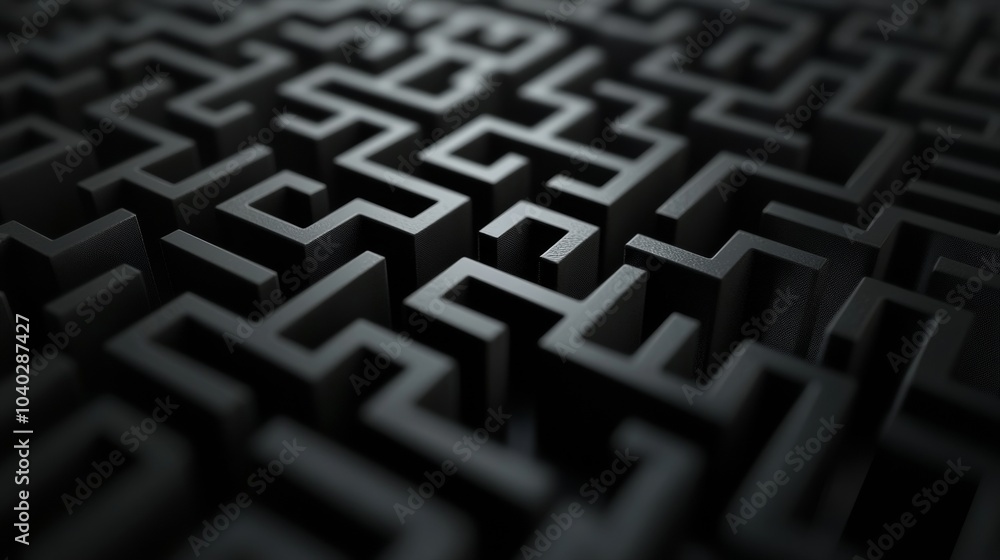 A maze with a black background and a white arrow A maze with a black background and a white arrow