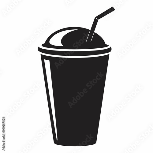 Smoothie glass silhouette vector illustration on white background