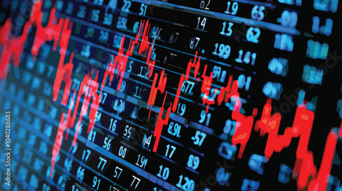 Stock market and trading graph on a blue screen of a monitor which is indicating a High spike in market, investment graph