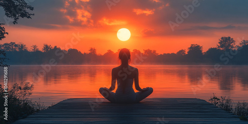 contemplative young woman sits alone on a rocky cliff, gazing at the horizon. Her posture suggests introspection, as the vast sky and ocean symbolize freedom, solitude, and self-reflection