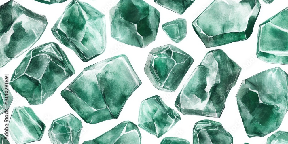 Green Crystals on White Background Green Crystals on White Background