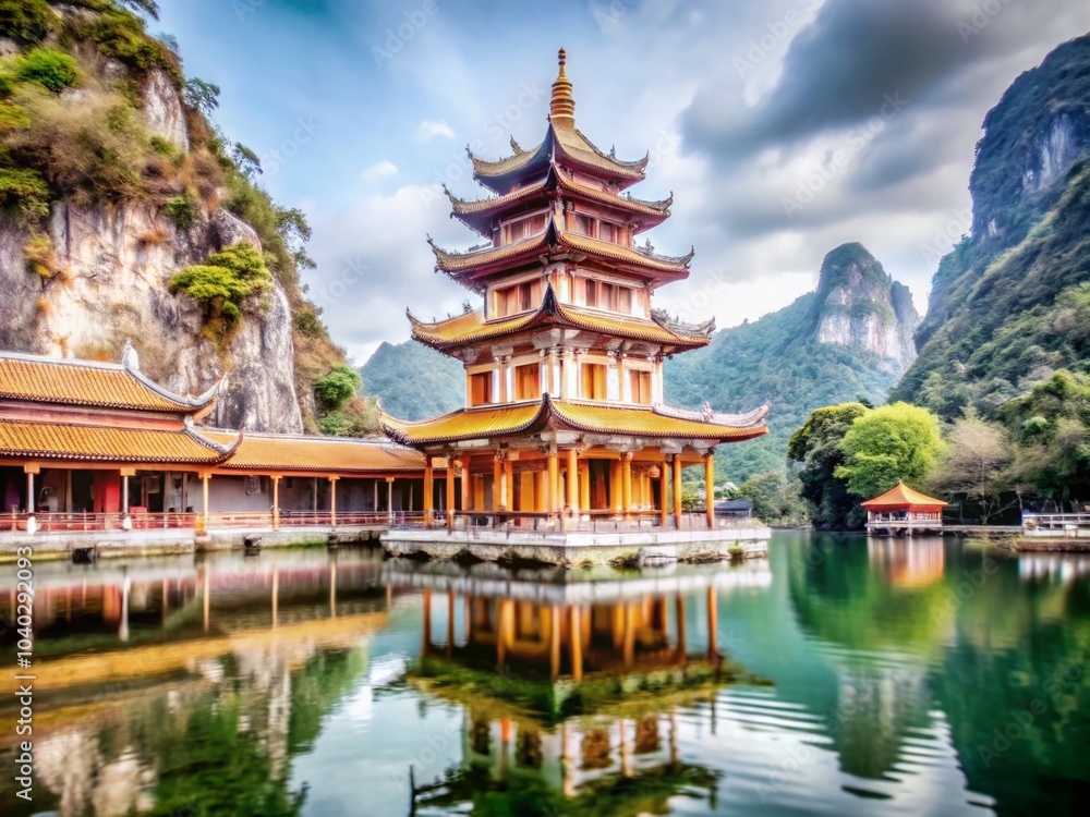 Stunning Vietnam Pagoda in Trang An: A Serene Buddhist Temple Surrounded by Lush Nature and Majestic Landscapes Stunning Vietnam Pagoda in Trang An: A Serene Buddhist Temple Surrounded by Lush Nature and Majestic Landscapes
