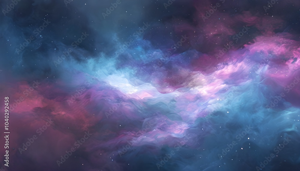 A swirling nebula in space, painted in shades of pink, blue, and purple with scattered stars. A swirling nebula in space, painted in shades of pink, blue, and purple with scattered stars.