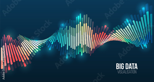 Data analytics concept. Sorting a large amount of data on a dark background. Big data visualization. Futuristic network or business analytics. Structuring the flow of information.