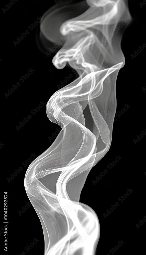 Abstract wispy white smoke against a black background, creating an ethereal and delicate image. Abstract wispy white smoke against a black background, creating an ethereal and delicate image.