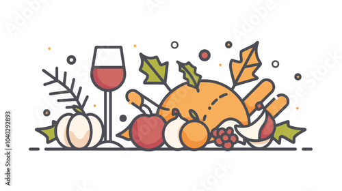 Thanksgiving Minimal Flat Line Stroke Icon, Thanksgiving day, Thanksgiving day celebration, Oktoberfest 