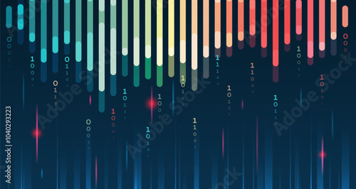 Structuring the flow of information. Data analytics concept. Sorting a large amount of data on a dark background. Big data visualization. Futuristic network or business analytics.