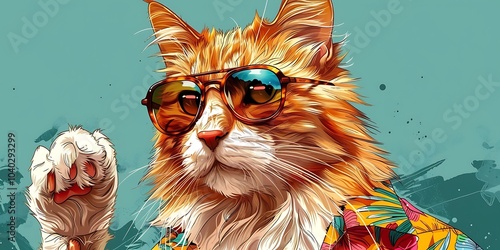 Wide-Eyed Cat Holding a Megaphone – Fun and Expressive Animal Art