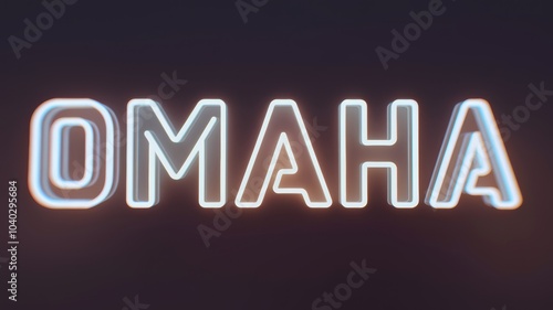 Neon Sign: The word 'OMAHA' illuminated in bright colors, suitable for urban designs or city-themed projects.