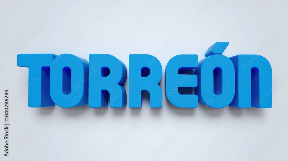 3D Text Design: 'Torreón' in Bold Blue Letters Against a Light Background for Creative Projects 3D Text Design: 'Torreón' in Bold Blue Letters Against a Light Background for Creative Projects