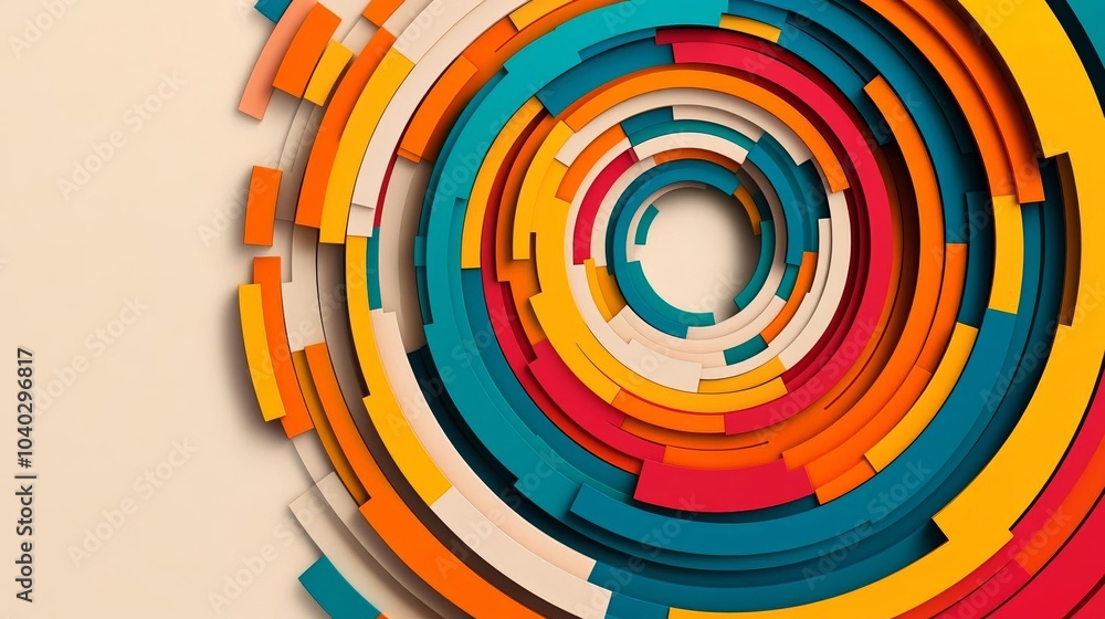 Colorful abstract segmentation pattern with vibrant geometric shapes swirling into a vortex, modern art concept Colorful abstract segmentation pattern with vibrant geometric shapes swirling into a vortex, modern art concept