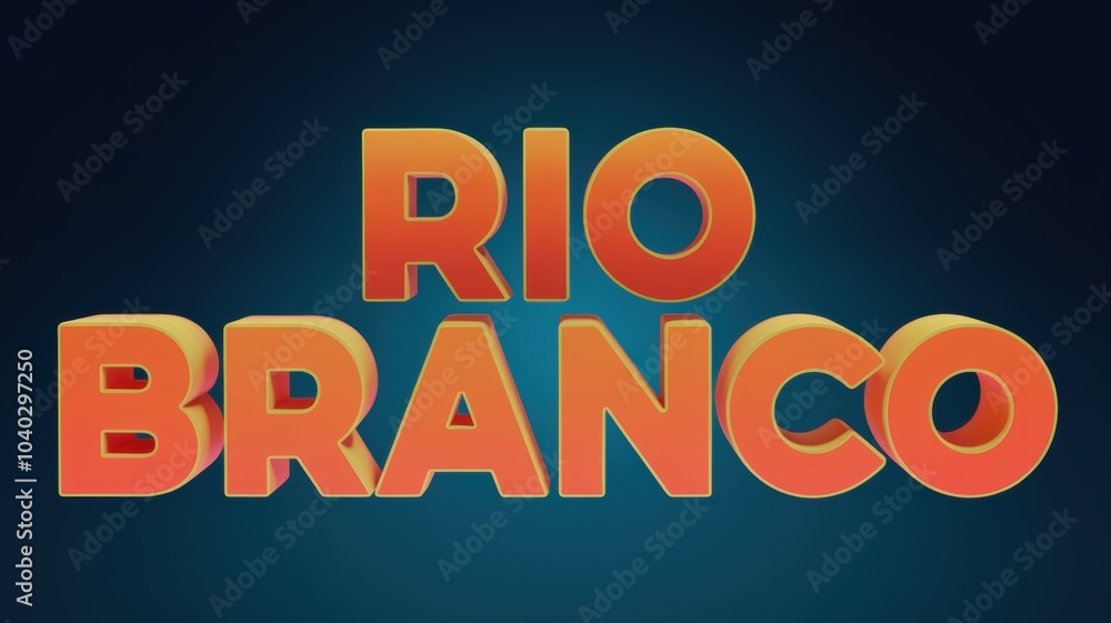 3D Text Design: 'Rio Branco' in Bold Orange with Blue Background; Great for Branding and Promotional Materials 3D Text Design: 'Rio Branco' in Bold Orange with Blue Background; Great for Branding and Promotional Materials