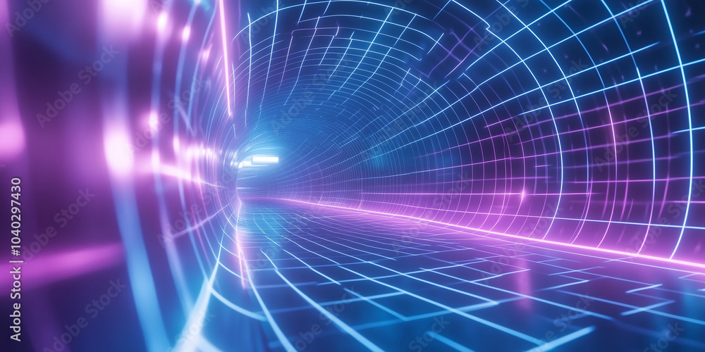 A stunning virtual reality-inspired background featuring abstract 3D grids and captivating blue light effects, ideal for showcasing smart electronic devices A stunning virtual reality-inspired background featuring abstract 3D grids and captivating blue light effects, ideal for showcasing smart electronic devices